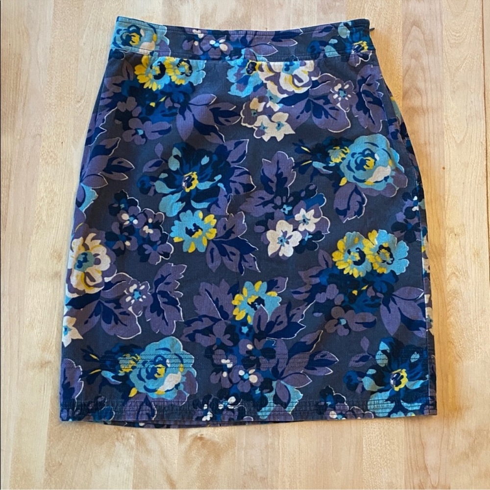 Boden Corduroy Floral Skirt in Teal, Purple